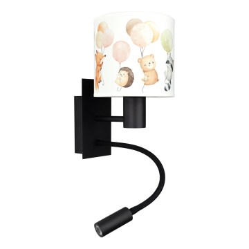 Brilagi - LED Dětská flexibilní nástěnná lampa BOBO 1xE27/25W/230V + LED/3W černá/bílá/zvířátka