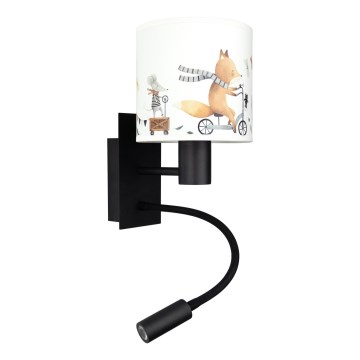 Brilagi - LED Dětská flexibilní nástěnná lampa BOBO 1xE27/25W/230V + LED/3W černá/bílá/zvířátka