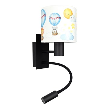 Brilagi - LED Dětská flexibilní nástěnná lampa BOBO 1xE27/25W/230V + LED/3W černá/bílá/zvířátka