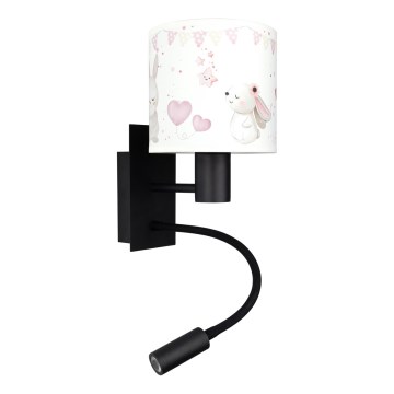 Brilagi - LED Dětská flexibilní nástěnná lampa BOBO 1xE27/25W/230V + LED/3W černá/krémová/králíčci