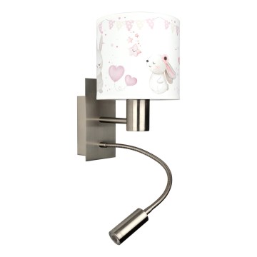 Brilagi - LED Dětská flexibilní nástěnná lampa BOBO 1xE27/25W/230V + LED/3W matný chrom/krémová/králíčci