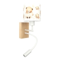 Brilagi - LED Dětská flexibilní nástěnná lampa BOBO WOOD 1xE27/25W/230V + LED/3W dub/bílá/medvídci