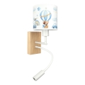 Brilagi - LED Dětská flexibilní nástěnná lampa BOBO WOOD 1xE27/25W/230V + LED/3W dub/bílá/modrá/medvídci