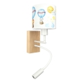 Brilagi - LED Dětská flexibilní nástěnná lampa BOBO WOOD 1xE27/25W/230V + LED/3W dub/bílá/zvířátka