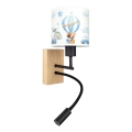 Brilagi - LED Dětská flexibilní nástěnná lampa BOBO WOOD 1xE27/25W/230V + LED/3W dub/černá/bílá/modrá/medvídci