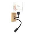 Brilagi - LED Dětská flexibilní nástěnná lampa BOBO WOOD 1xE27/25W/230V + LED/3W dub/černá/bílá/zvířátka
