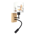 Brilagi - LED Dětská flexibilní nástěnná lampa BOBO WOOD 1xE27/25W/230V + LED/3W dub/černá/bílá/zvířátka