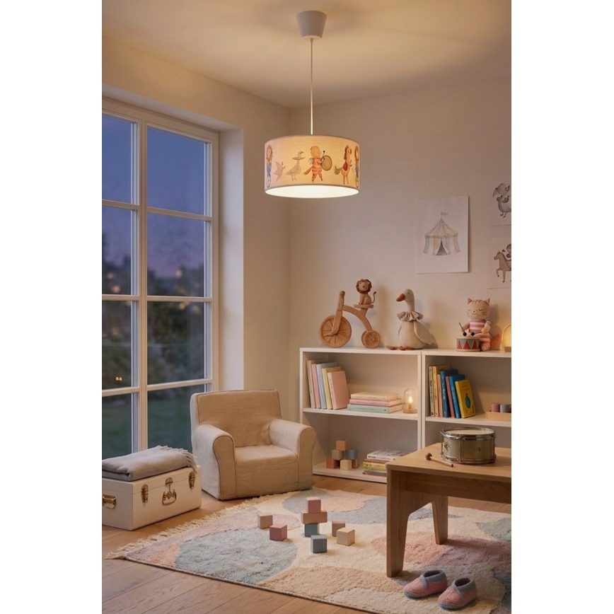 Brilagi - LED Dětský lustr na lanku BOBO 1xE27/10W/230V pr. 35 cm bílá/zvířátka