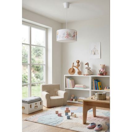 Brilagi - LED Dětský lustr na lanku BOBO 1xE27/10W/230V pr. 35 cm bílá/zvířátka