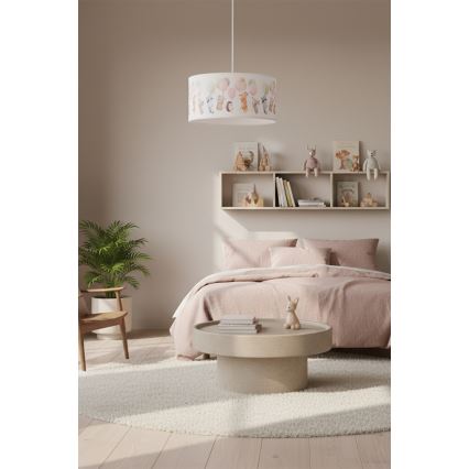 Brilagi - LED Dětský lustr na lanku BOBO 1xE27/10W/230V pr. 35 cm bílá/zvířátka