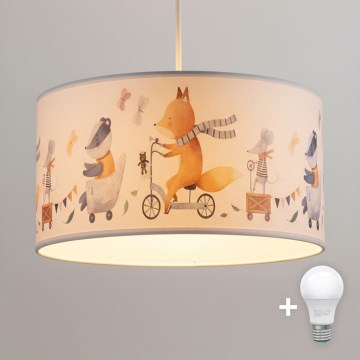 Brilagi - LED Dětský lustr na lanku BOBO 1xE27/10W/230V pr. 35 cm bílá/zvířátka