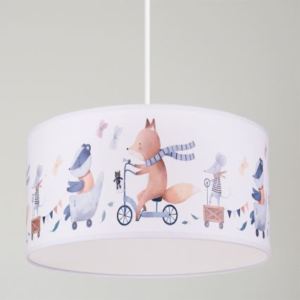 Brilagi - LED Dětský lustr na lanku BOBO 1xE27/10W/230V pr. 35 cm bílá/zvířátka