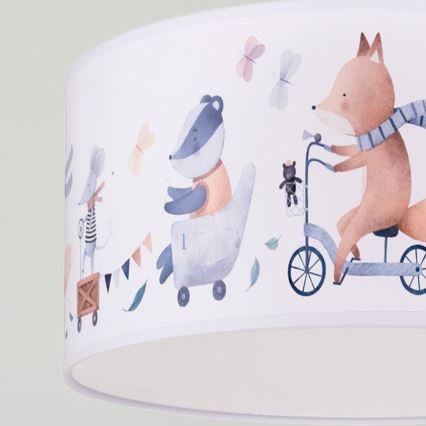 Brilagi - LED Dětský lustr na lanku BOBO 1xE27/10W/230V pr. 35 cm bílá/zvířátka
