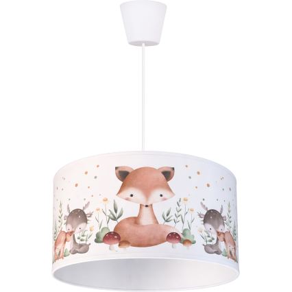 Brilagi - LED Dětský lustr na lanku BOBO 1xE27/10W/230V pr. 35 cm bílá/zvířátka