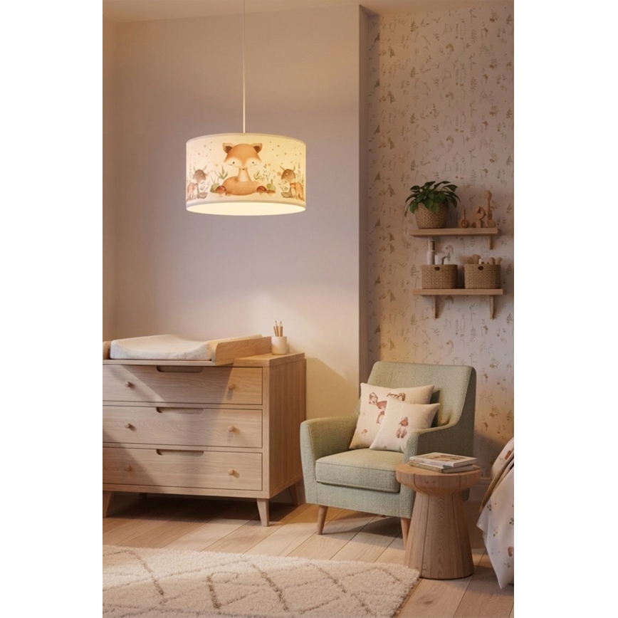 Brilagi - LED Dětský lustr na lanku BOBO 1xE27/10W/230V pr. 35 cm bílá/zvířátka