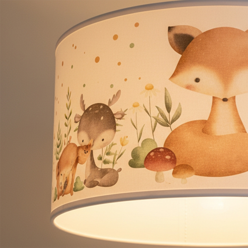 Brilagi - LED Dětský lustr na lanku BOBO 1xE27/10W/230V pr. 35 cm bílá/zvířátka