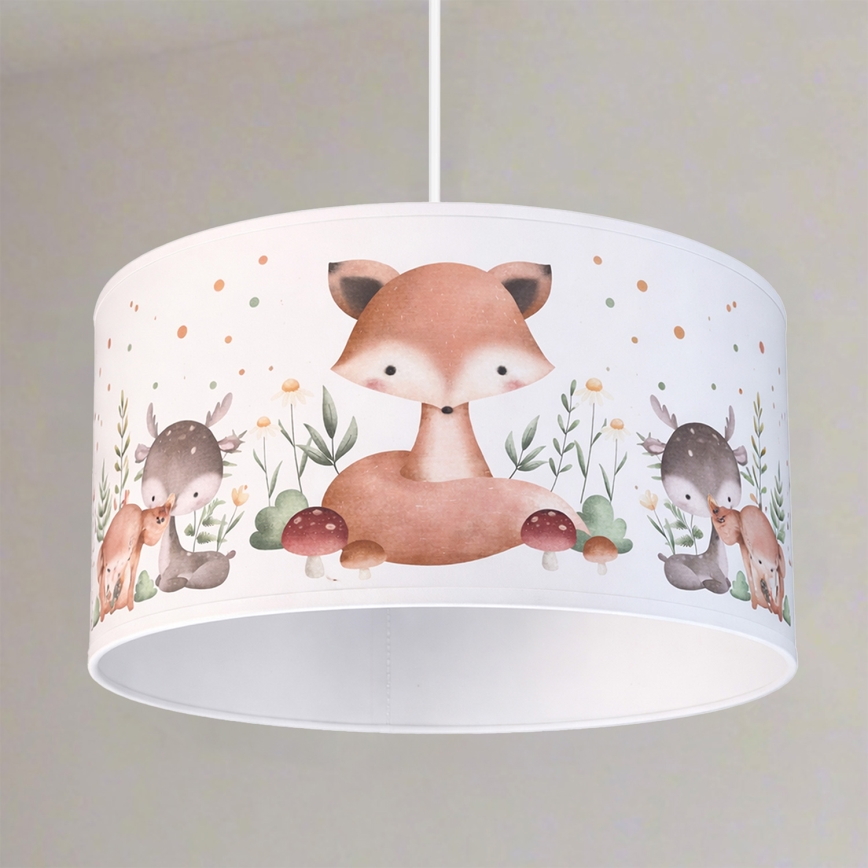 Brilagi - LED Dětský lustr na lanku BOBO 1xE27/10W/230V pr. 35 cm bílá/zvířátka