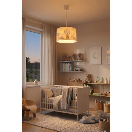 Brilagi - LED Dětský lustr na lanku BOBO 1xE27/10W/230V pr. 35 cm modrá/medvídci