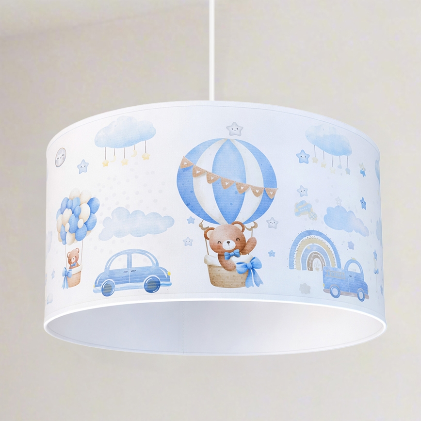 Brilagi - LED Dětský lustr na lanku BOBO 1xE27/10W/230V pr. 35 cm modrá/medvídci