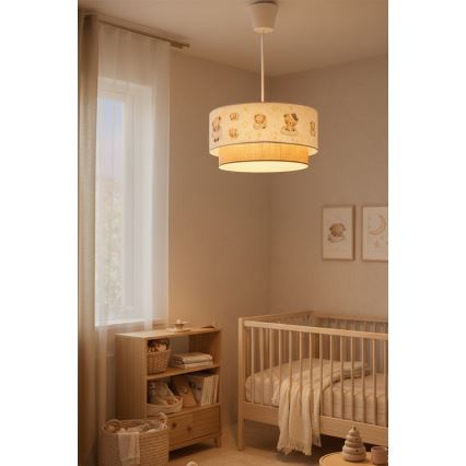 Brilagi - LED Dětský lustr na lanku BOBO 1xE27/10W/230V pr. 40 cm bílá/béžová/medvídci