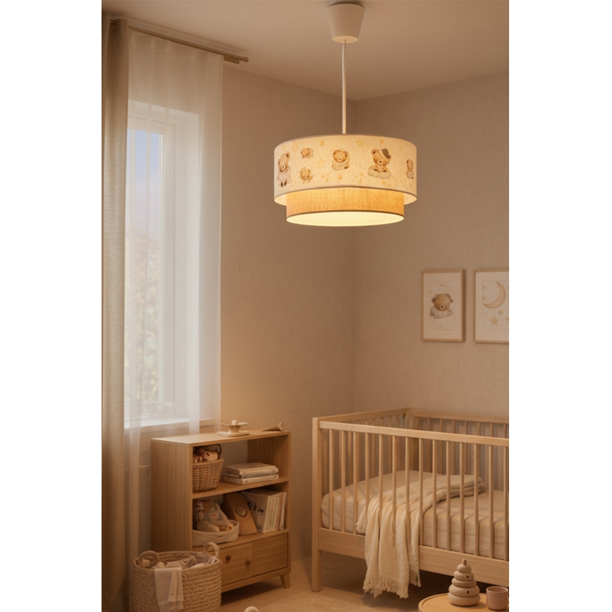 Brilagi - LED Dětský lustr na lanku BOBO 1xE27/10W/230V pr. 40 cm bílá/béžová/medvídci