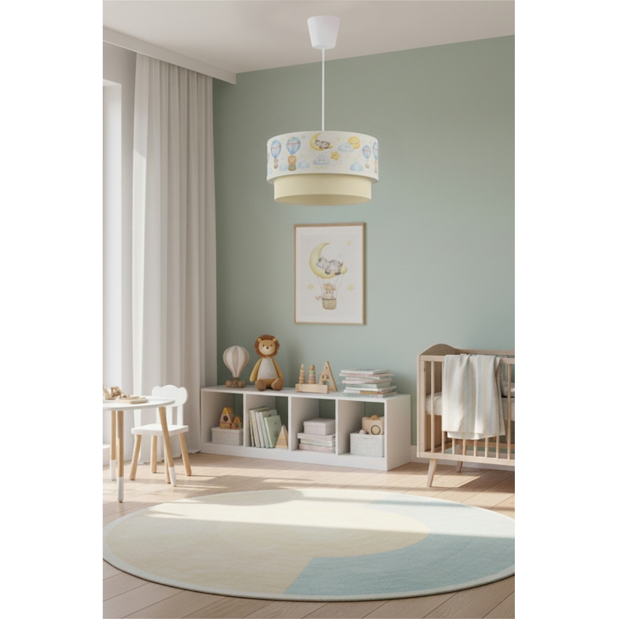 Brilagi - LED Dětský lustr na lanku BOBO 1xE27/10W/230V pr. 40 cm bílá/béžová/zvířátka