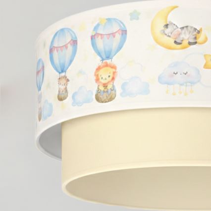 Brilagi - LED Dětský lustr na lanku BOBO 1xE27/10W/230V pr. 40 cm bílá/béžová/zvířátka