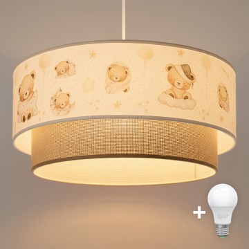 Brilagi - LED Dětský lustr na lanku BOBO 1xE27/10W/230V pr. 40 cm bílá/béžová/medvídci