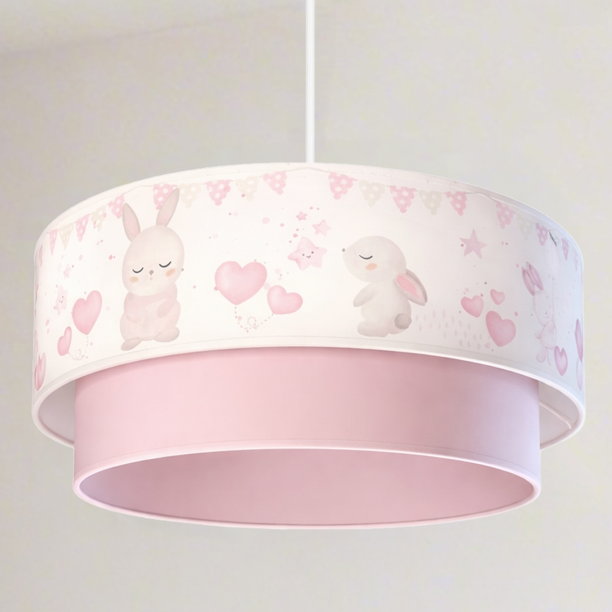 Brilagi - LED Dětský lustr na lanku BOBO 1xE27/10W/230V pr. 40 cm krémová/růžová/králíčci