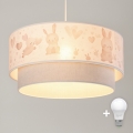 Brilagi - LED Dětský lustr na lanku BOBO 1xE27/10W/230V pr. 40 cm krémová/šedá/králíčci
