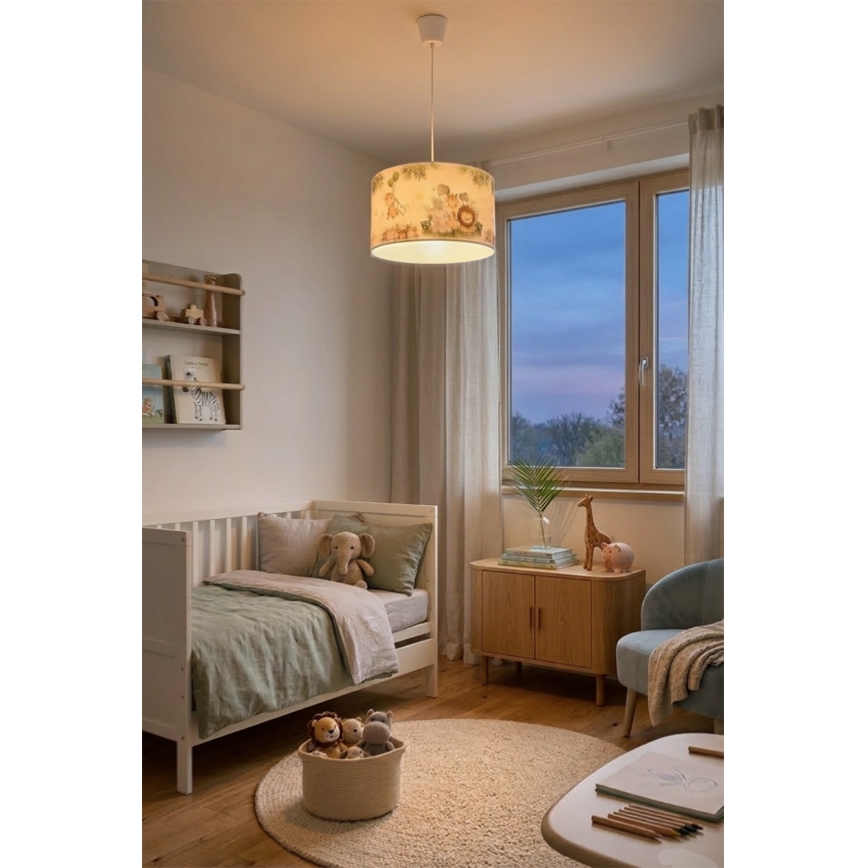Brilagi - LED Dětský lustr na lanku BOBO 1xE27/60W/230V pr. 35 cm bílá/džungle