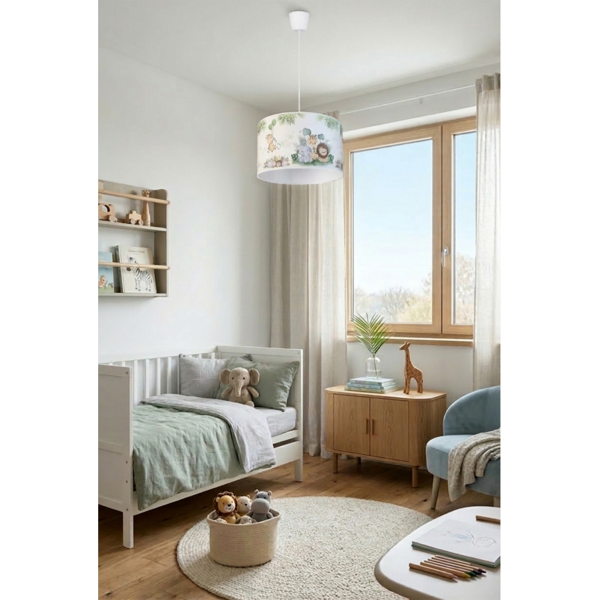 Brilagi - LED Dětský lustr na lanku BOBO 1xE27/60W/230V pr. 35 cm bílá/džungle