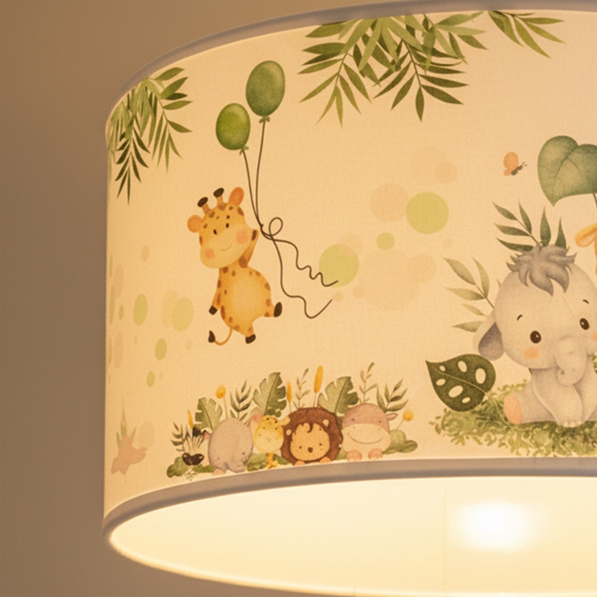 Brilagi - LED Dětský lustr na lanku BOBO 1xE27/60W/230V pr. 35 cm bílá/džungle