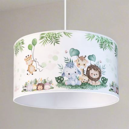 Brilagi - LED Dětský lustr na lanku BOBO 1xE27/60W/230V pr. 35 cm bílá/džungle