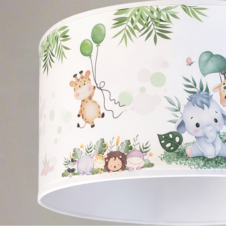 Brilagi - LED Dětský lustr na lanku BOBO 1xE27/60W/230V pr. 35 cm bílá/džungle