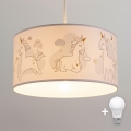 Brilagi -LED Dětský lustr na lanku BOBO 1xE27/60W/230V pr. 35 cm bílá/jednorožci