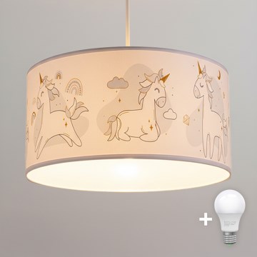 Brilagi -LED Dětský lustr na lanku BOBO 1xE27/60W/230V pr. 35 cm bílá/jednorožci