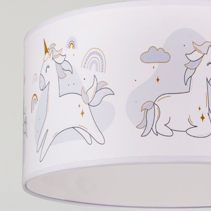 Brilagi - LED Dětský lustr na lanku BOBO 1xE27/60W/230V pr. 35 cm bílá/jednorožci
