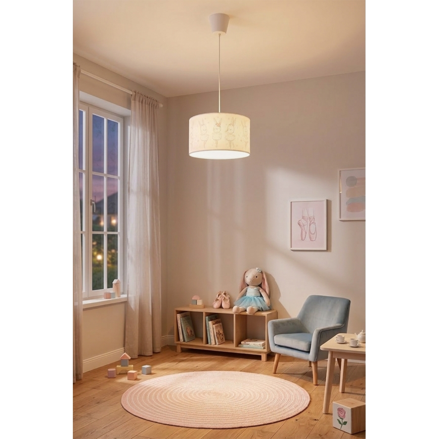 Brilagi - LED Dětský lustr na lanku BOBO 1xE27/60W/230V pr. 35 cm bílá/králíčci