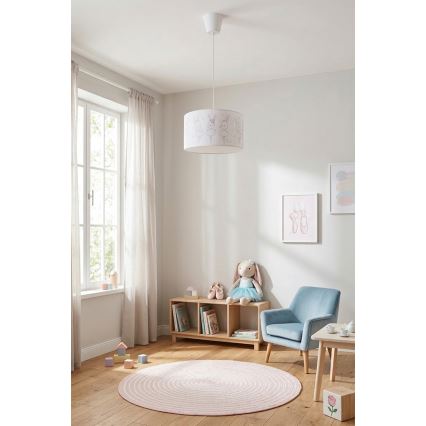 Brilagi - LED Dětský lustr na lanku BOBO 1xE27/60W/230V pr. 35 cm bílá/králíčci