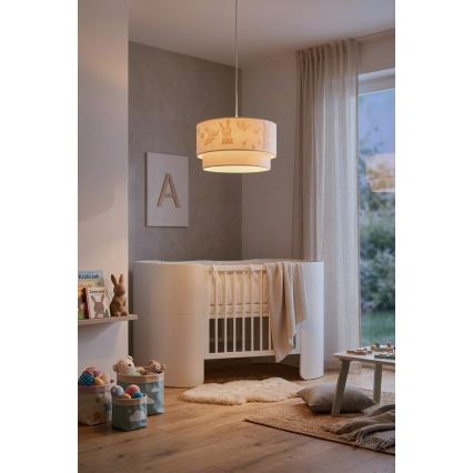 Brilagi - LED Dětský lustr na lanku BOBO 1xE27/60W/230V pr. 35 cm bílá/králíčci