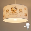 Brilagi - LED Dětský lustr na lanku BOBO 1xE27/60W/230V pr. 35 cm bílá/medvídci