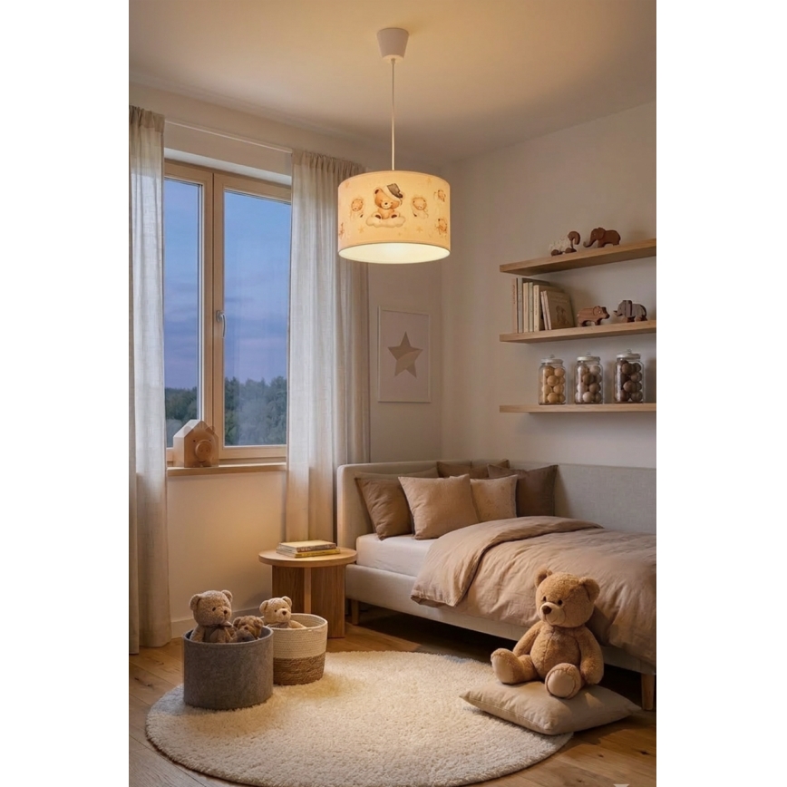 Brilagi - LED Dětský lustr na lanku BOBO 1xE27/60W/230V pr. 35 cm bílá/medvídci