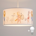 Brilagi - LED Dětský lustr na lanku BOBO 1xE27/60W/230V pr. 35 cm bílá/zvířátka