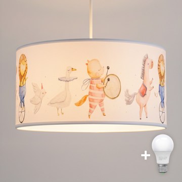 Brilagi - LED Dětský lustr na lanku BOBO 1xE27/60W/230V pr. 35 cm bílá/zvířátka