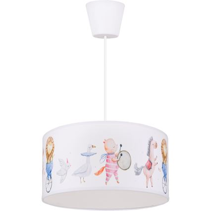 Brilagi - LED Dětský lustr na lanku BOBO 1xE27/60W/230V pr. 35 cm bílá/zvířátka