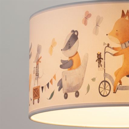 Brilagi - LED Dětský lustr na lanku BOBO 1xE27/60W/230V pr. 35 cm bílá/zvířátka