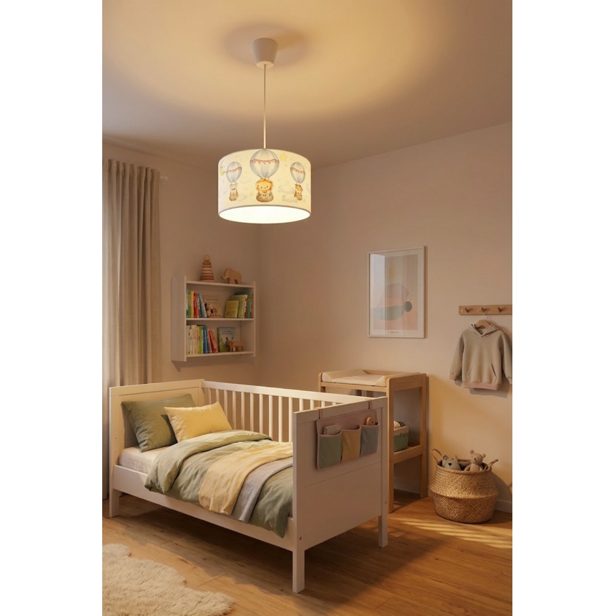 Brilagi - LED Dětský lustr na lanku BOBO 1xE27/60W/230V pr. 35 cm bílá/zvířátka