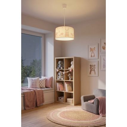 Brilagi - LED Dětský lustr na lanku BOBO 1xE27/60W/230V pr. 35 cm bílá/zvířátka