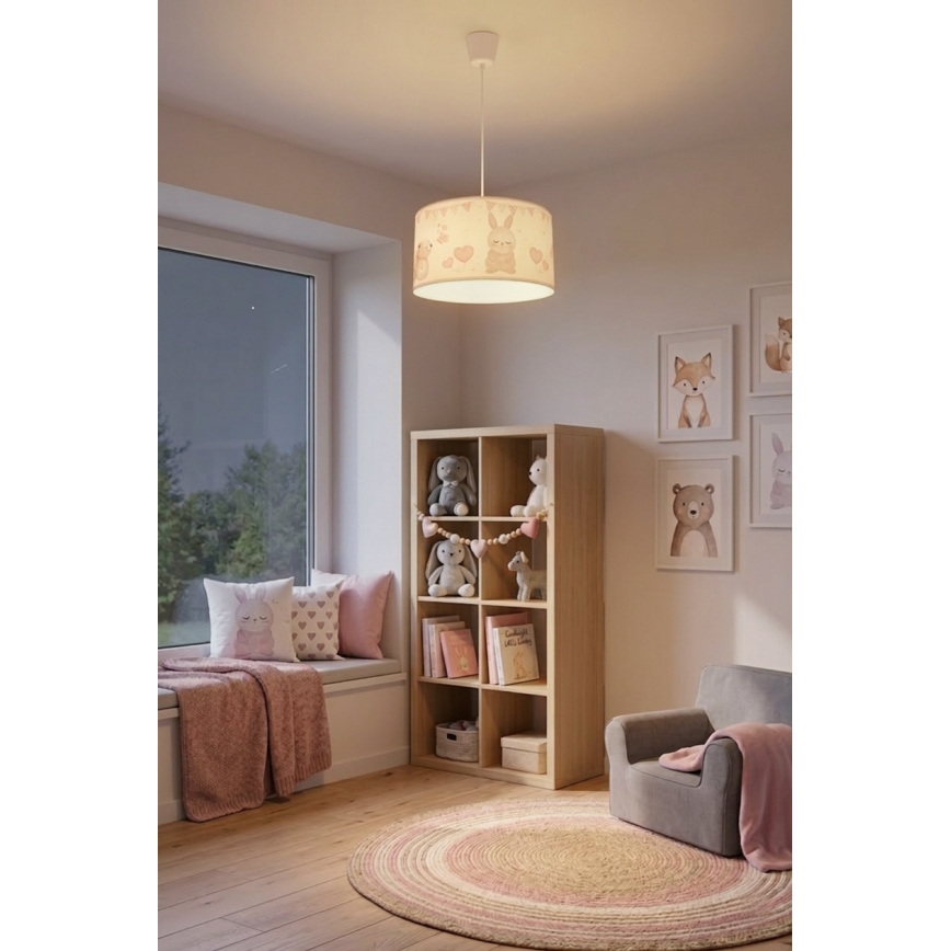 Brilagi - LED Dětský lustr na lanku BOBO 1xE27/60W/230V pr. 35 cm bílá/zvířátka